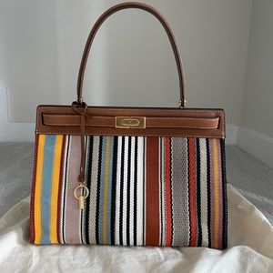 NWOT Tory Burch Lee Radziwill Stripe Satchel Bag Tote Limited Edition
